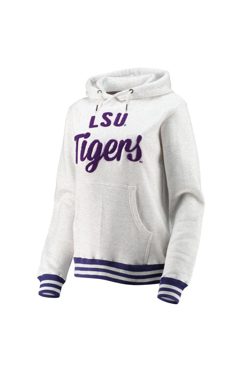 PRESSBOX Women's Pressbox Ash LSU Tigers Santa Cruz Chenille Pullover Hoodie, Alternate, color, 