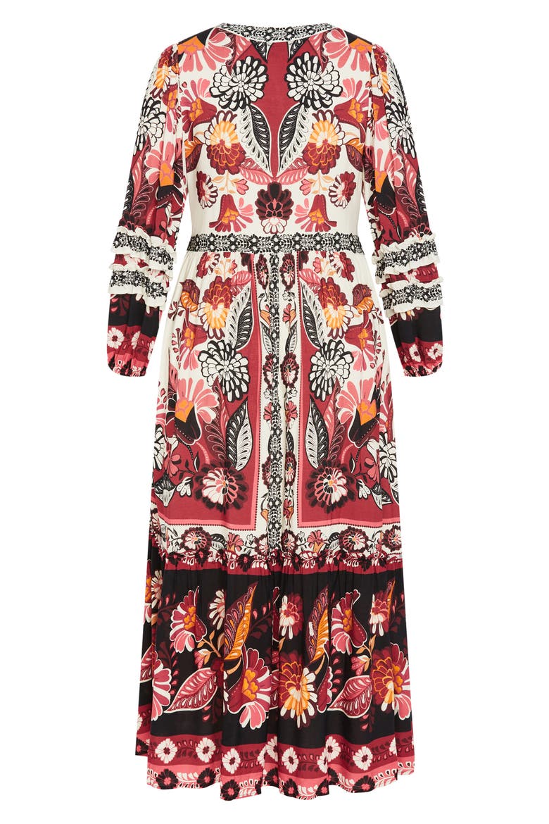 Malia Mixed Print Long Sleeve Maxi Dress, Alternate, color, IVORY