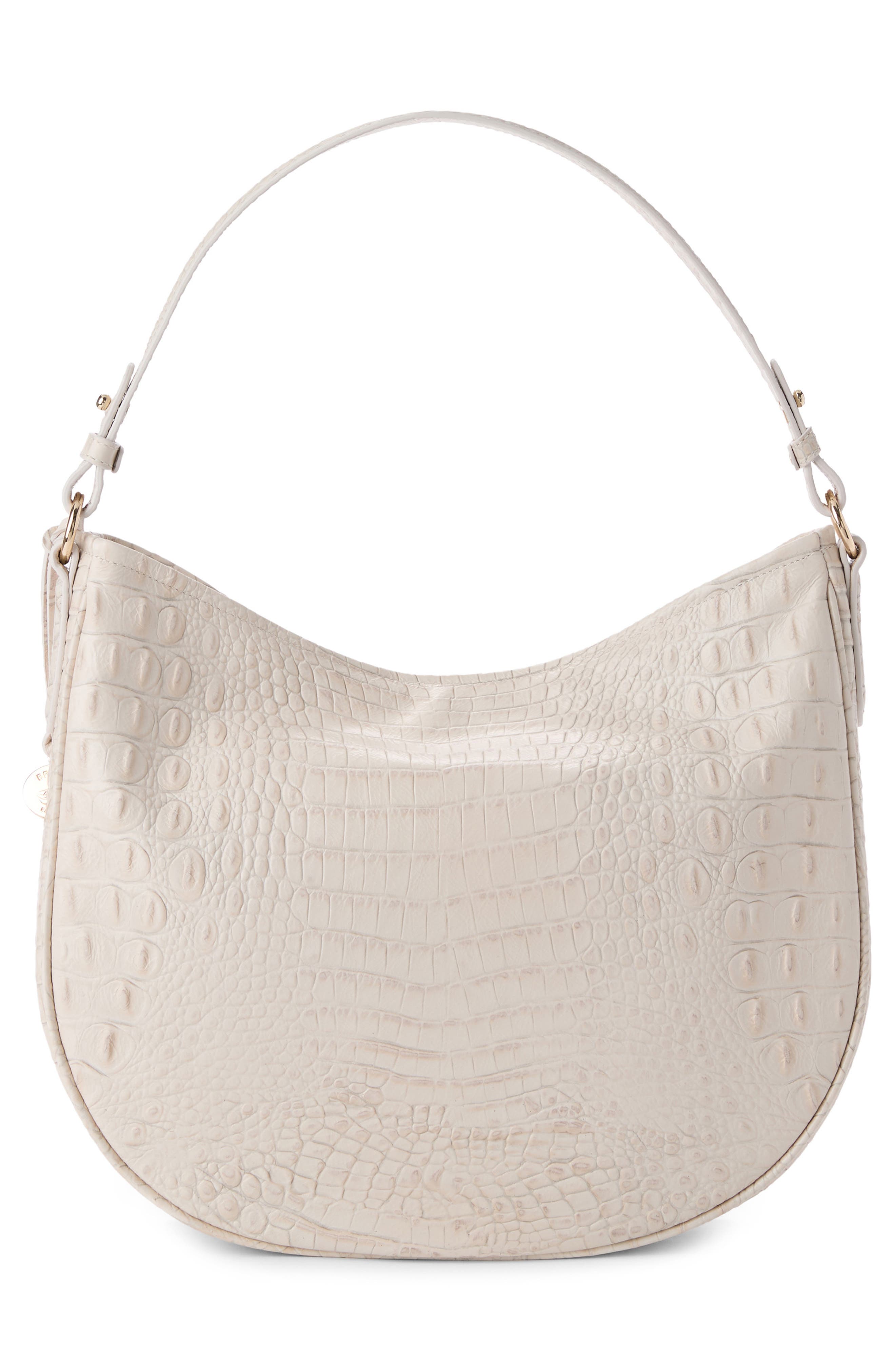 Small Kathleen Croc Embossed Leather Shoulder Bag, Alternate, color, IVORY