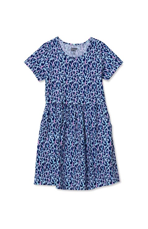 Girls Short Sleeve Gathered Waist Jersey Dress