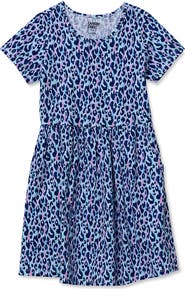 Lands' End Girls Short Sleeve Gathered Waist Jersey Dress