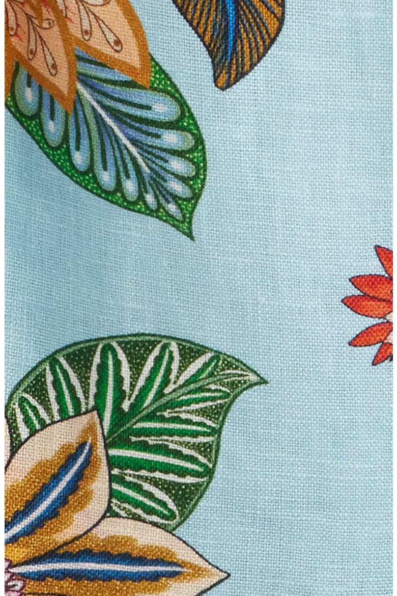 Floral Border Print Linen Blend Romper, Alternate, color, FLORAL DELHI LIGHT BLUE