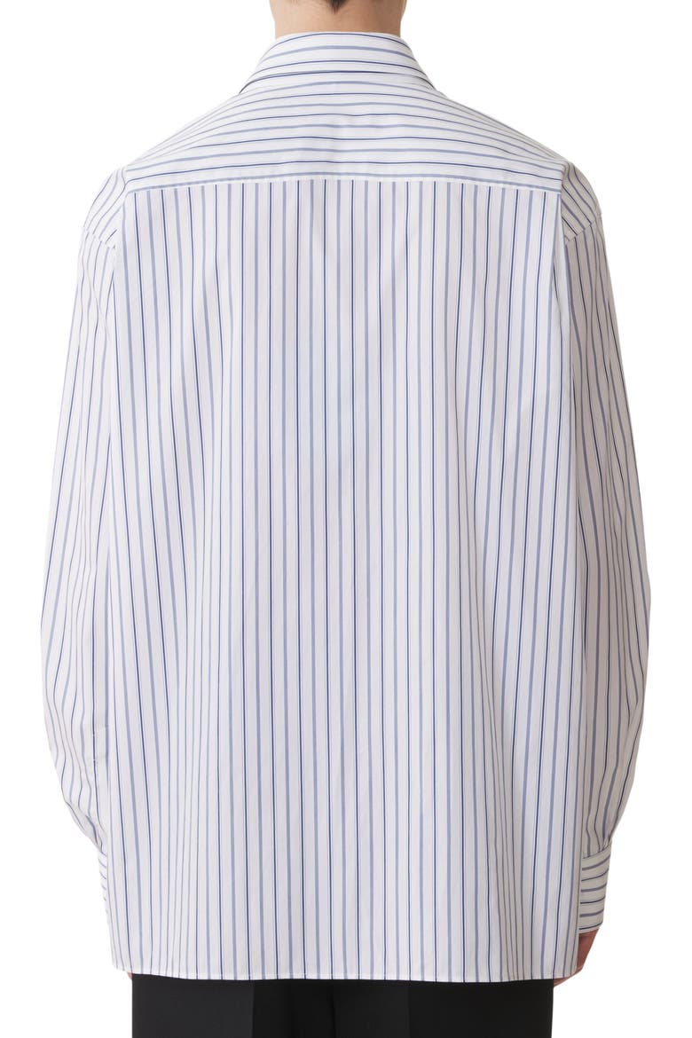 Oversized Striped Cotton Poplin Shirt, Alternate, color, White/Black Navy