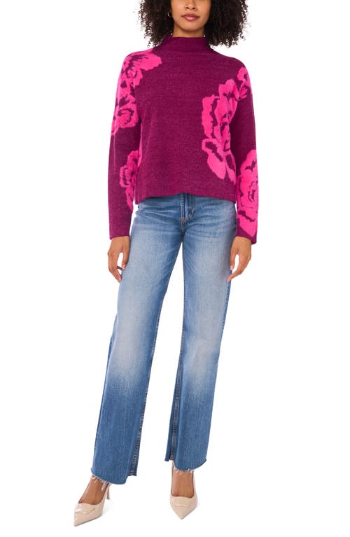 1.state Flower Mock Neck Sweater In Purple