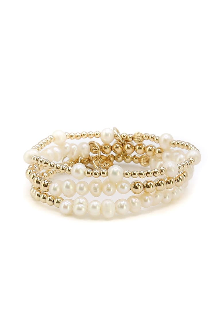 Savannah Freshwater Pearl Bracelet Stack, Main, color, White