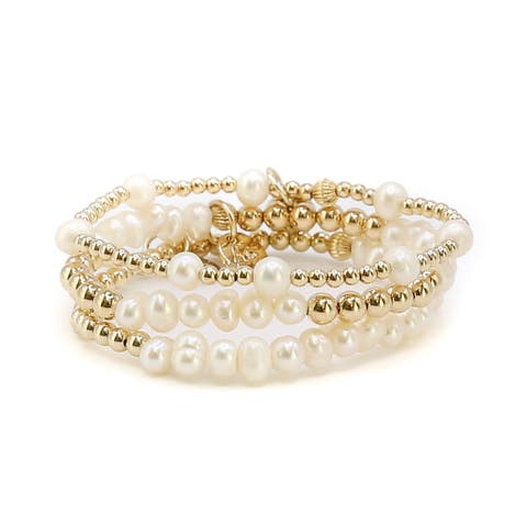 Savannah Freshwater Pearl Bracelet Stack