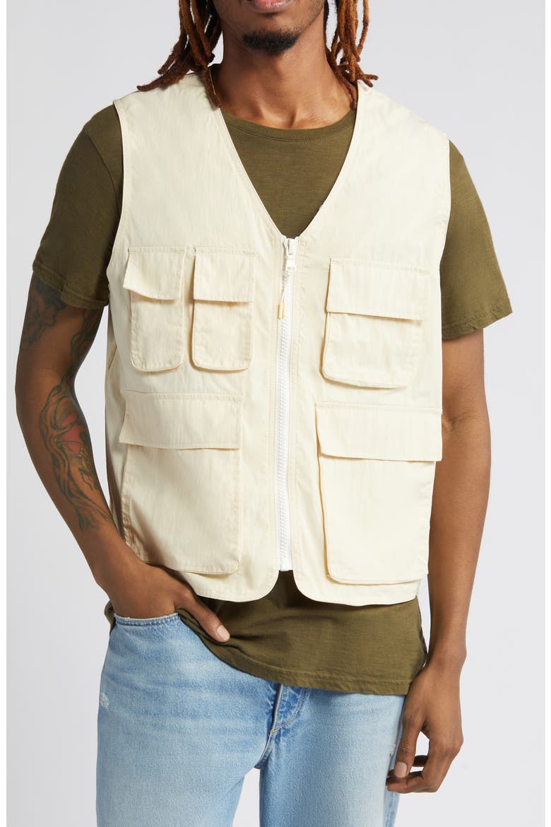 Utility Cotton Blend Cargo Vest, Alternate, color, BLONDE