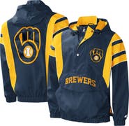 STARTER Men's Starter Navy Milwaukee Brewers Impact Hoodie Half-Zip Jacket