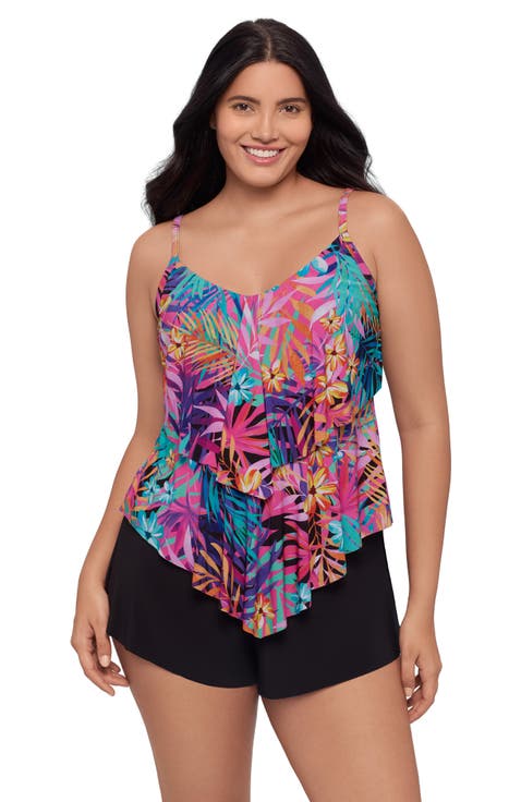 Ronnie 2 Tier Ruffle Tankini Swimsuit Top