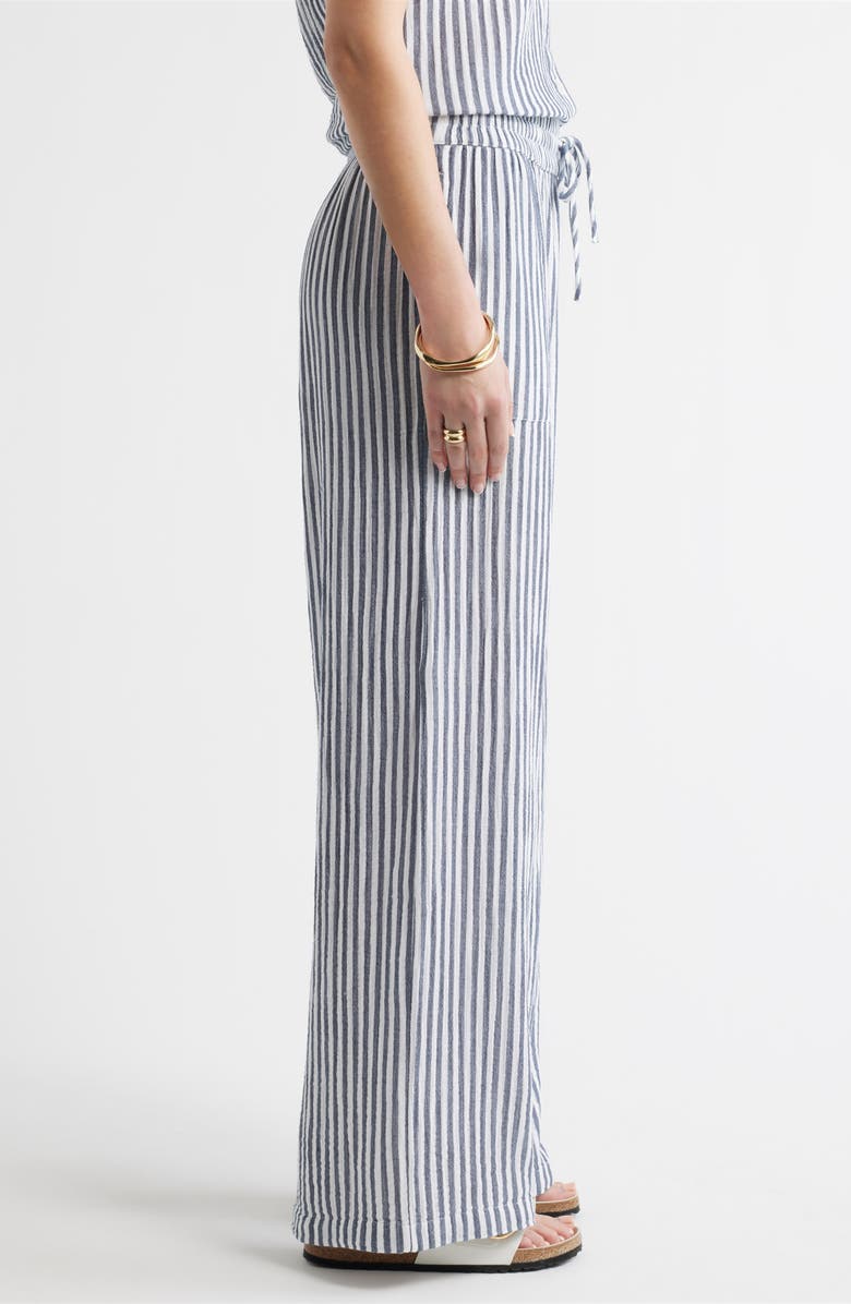 Caslon<sup>®</sup> Wide Leg Linen Blend Pants, Alternate, color, Navy- White Brianne Stripe