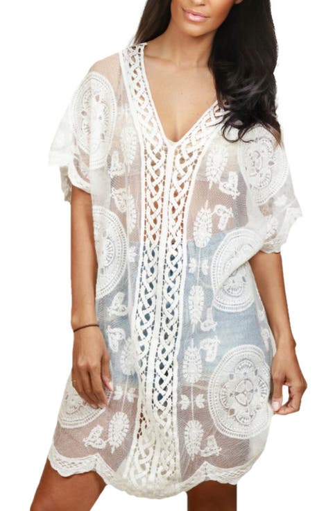 Mesh Embroidered Tunic Top
