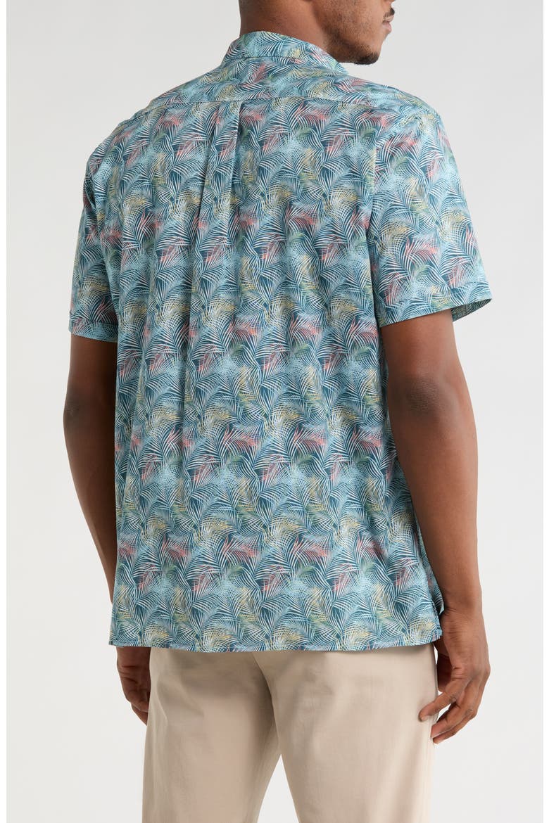 Devon Regular Fit Fern Print Short Sleeve Button-Up Shirt, Alternate, color, DUSK BLUE