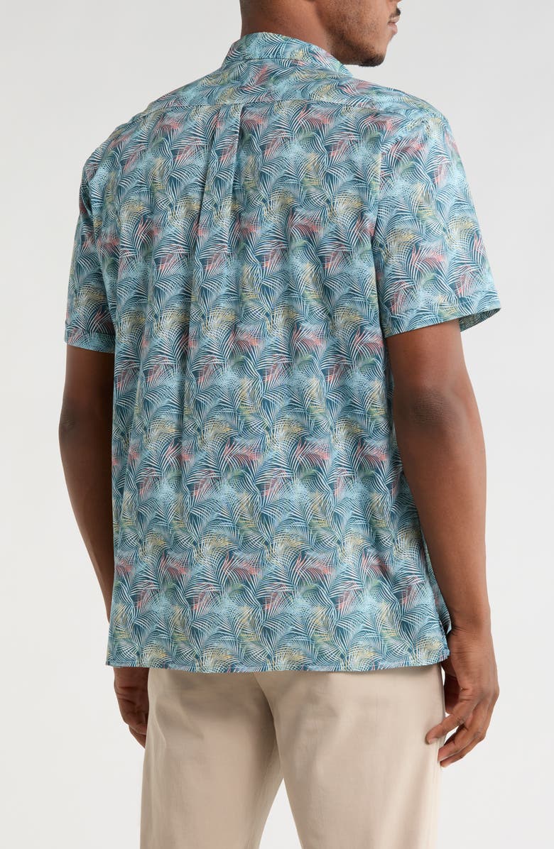 Barbour Devon Regular Fit Fern Print Short Sleeve Button-Up Shirt, Alternate, color, Dusk Blue