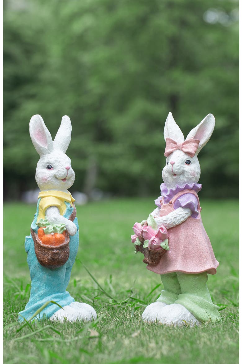 17"H Easter Resin Bunny Girl or Boy Table Decor, Alternate, color, Blue