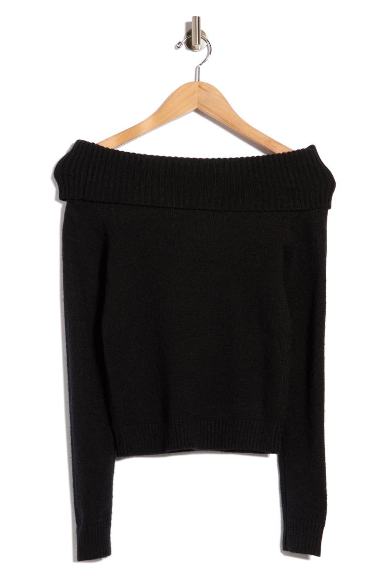 One for Me Off the Shoulder Sweater, Alternate, color, BLACK