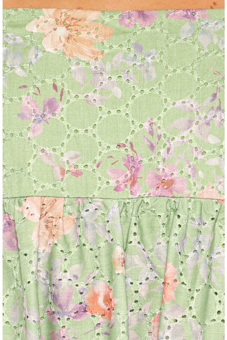 Alyah Floral Eyelet Maxi Dress, Alternate, color, GREEN FLORAL