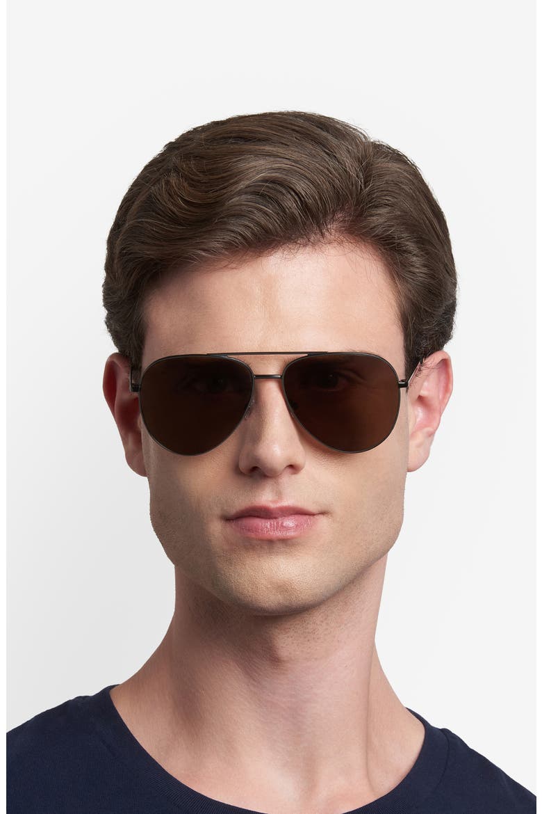 60mm Pilot Sunglasses, Alternate, color, MATTE BLACK/ BROWN