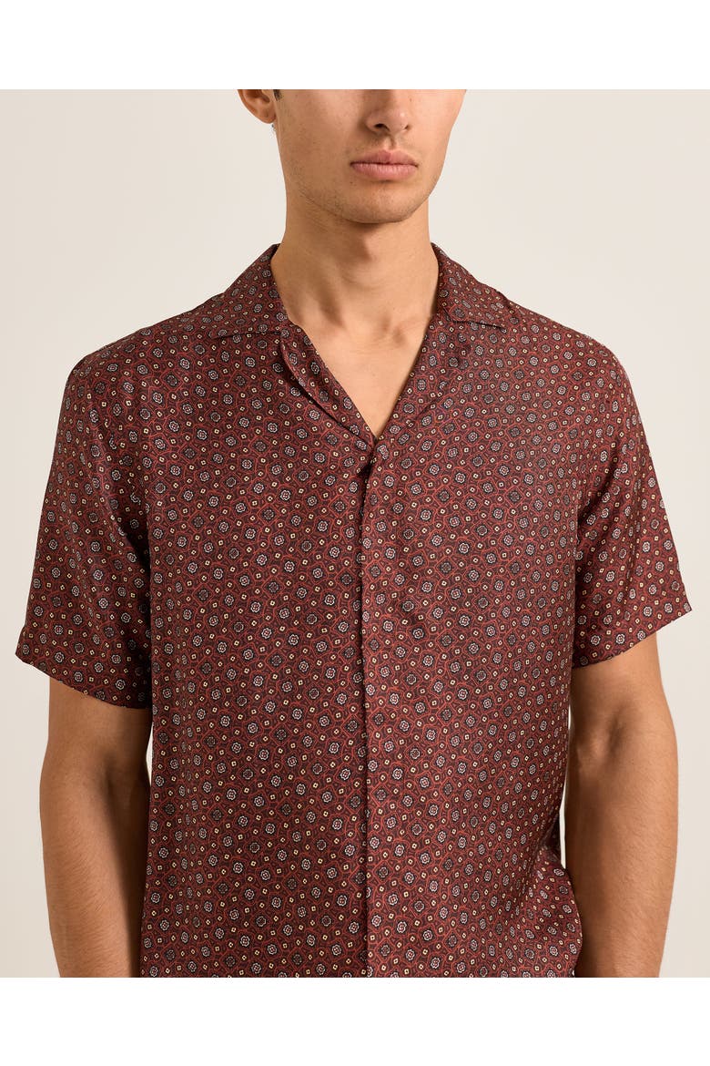 Maitan Silk Relaxed-Fit Shirt, Alternate, color, Dark Ruby