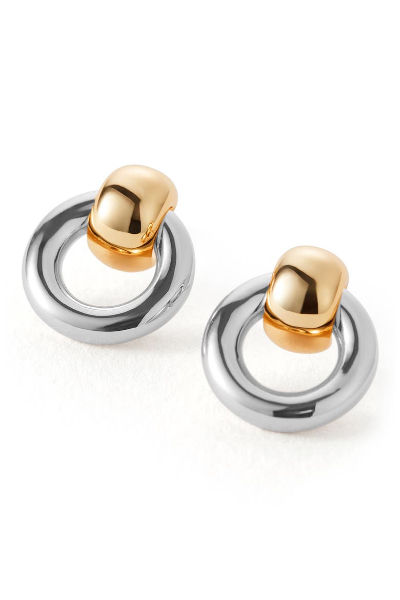 Faye Mini Puffy Knocker Earrings, Main, color, HIGH POLISH SILVER