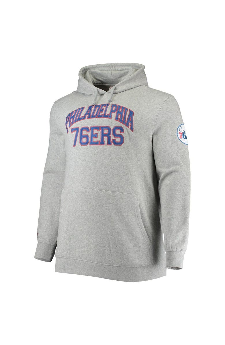 Mitchell & Ness Men's Mitchell & Ness Heathered Gray Philadelphia 76ers Hardwood Classics Big & Tall Throwback Pullover Hoodie, Alternate, color, Heather Gray