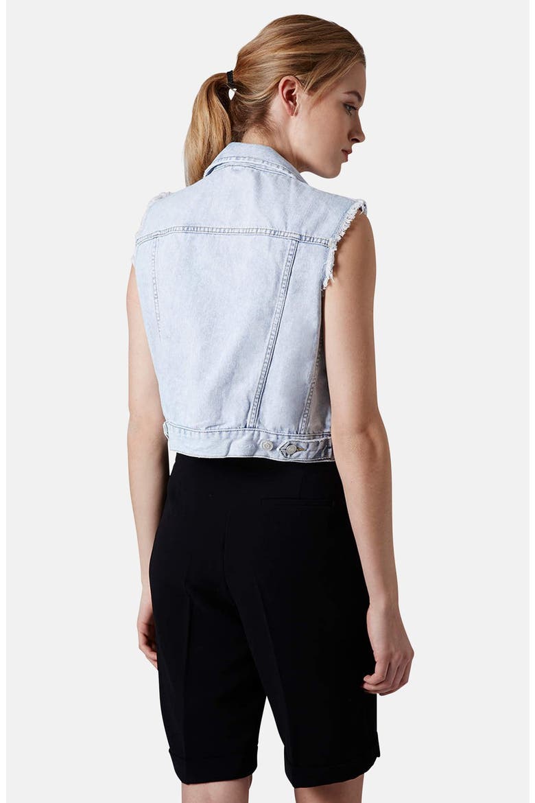 Moto Denim Vest, Alternate, color, LIGHT DENIM
