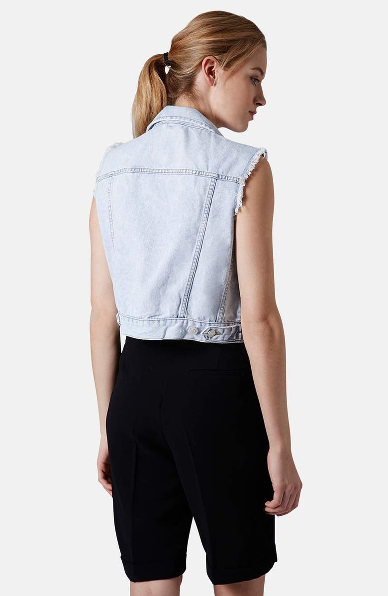 Topshop Moto Denim Vest, Alternate, color, 