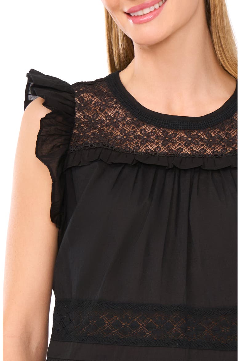 Lace & Ruffle Top, Alternate, color, RICH BLACK