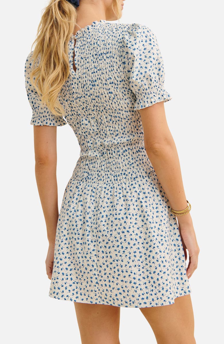 Reformation Leannah Smocked Stretch Organic Cotton Minidress, Alternate, color, Hanna