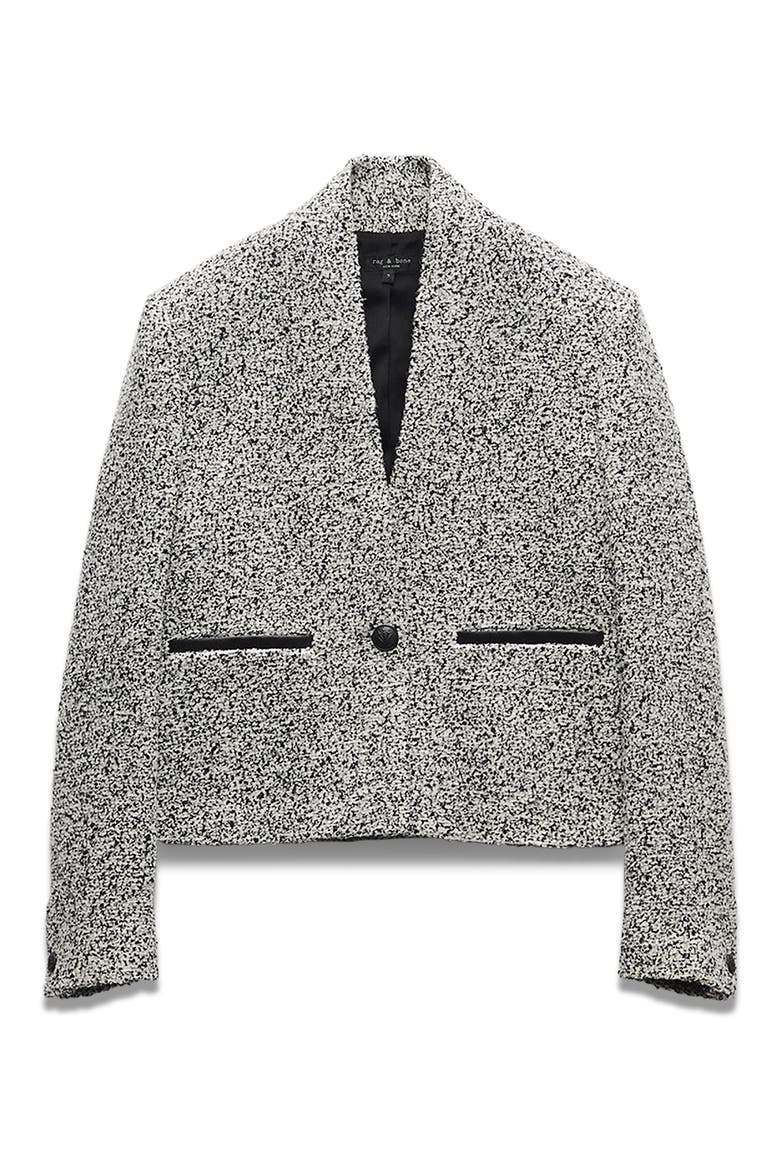 Pippa Wool Blend Tweed Blazer, Alternate, color, WHITE BLACK