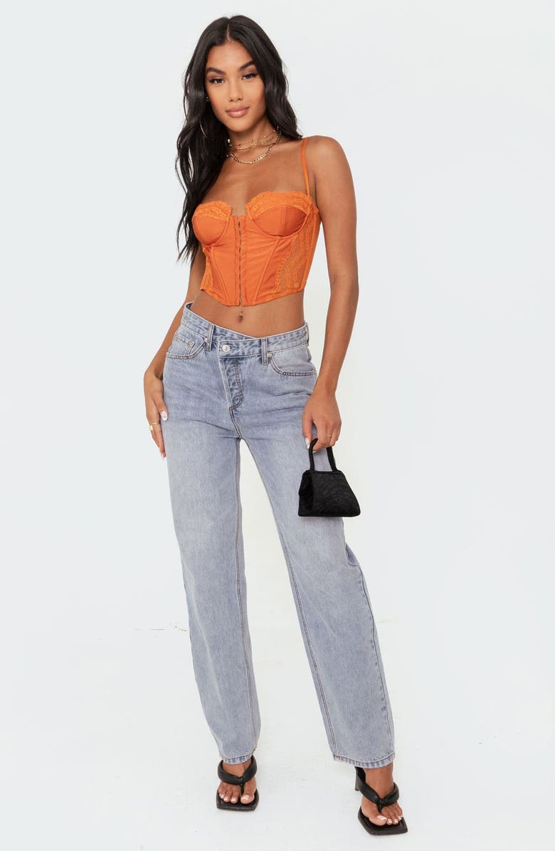 EDIKTED Crossover Boyfriend Jeans, Alternate, color, Light-Blue
