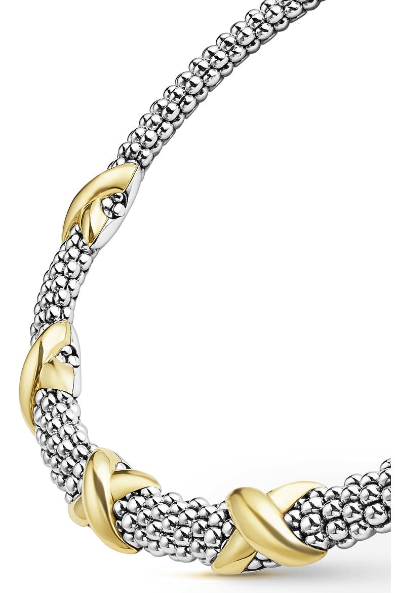 Embrace Station Collar Necklace, Alternate, color, SILVER/GOLD