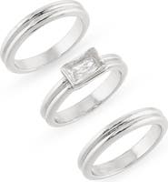 NORDSTROM RACK Set of 3 Cubic Zirconia Textured Band Rings