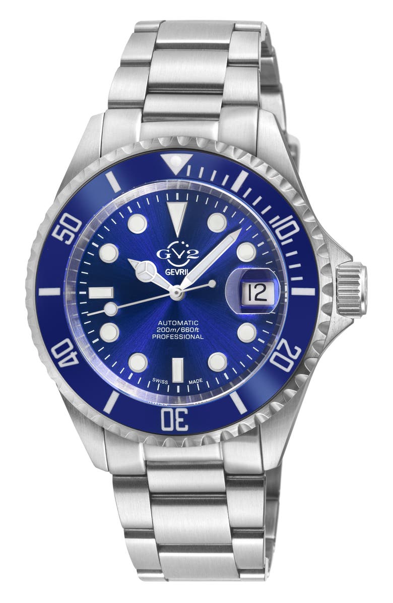 GV2 Liguria Swiss Automatic Bracelet Watch, 42mm, Main, color, Silver