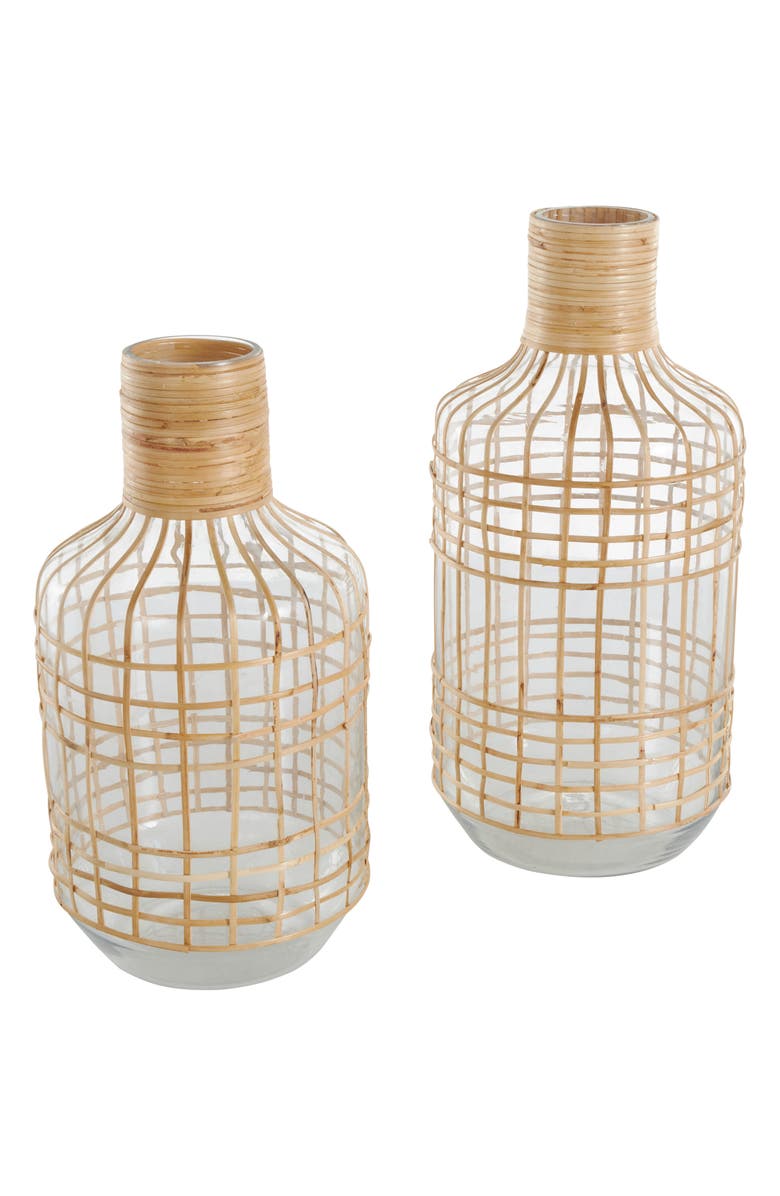 GINGER BIRCH STUDIO Set Of 2 Glass Vases, Alternate, color, Clear
