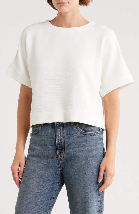 Back Button Ottoman Rib Knit Top