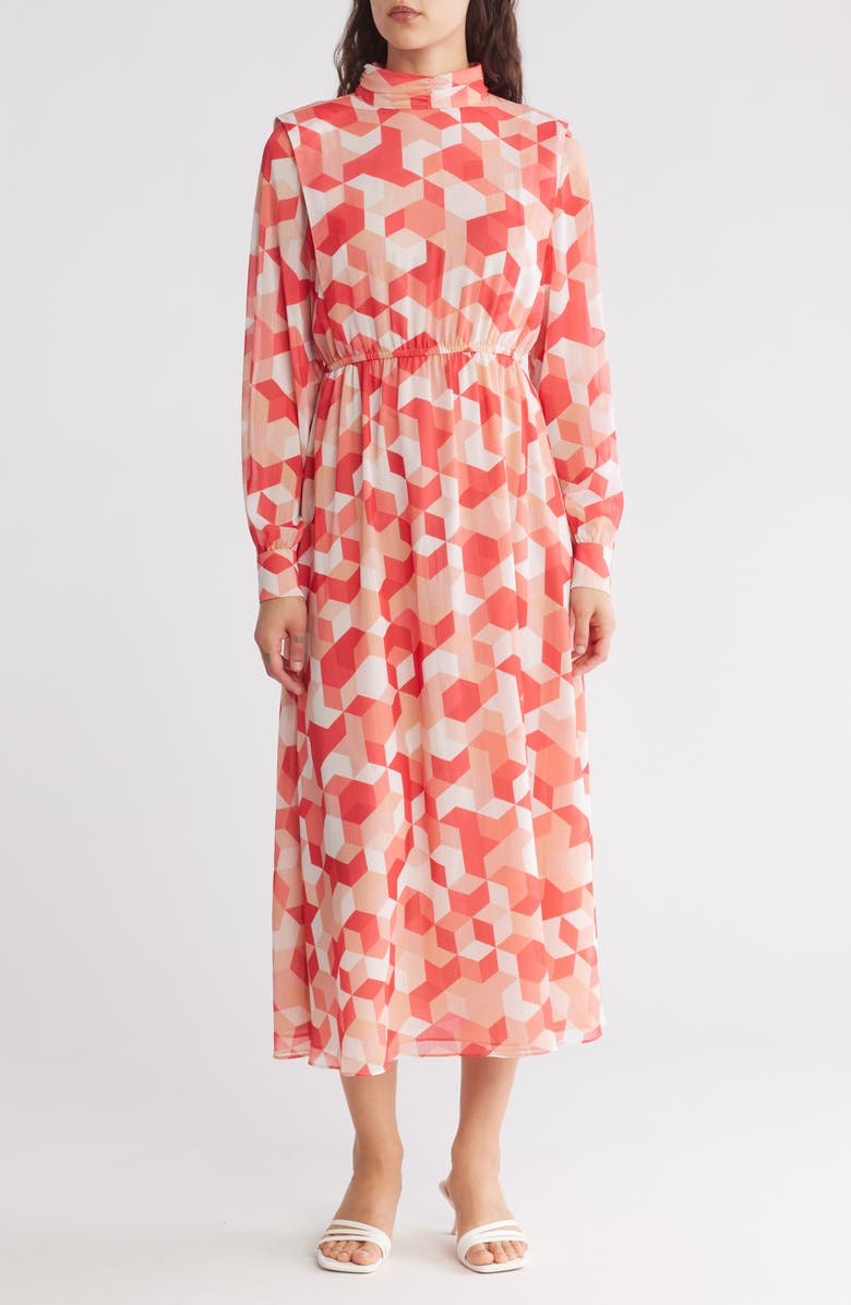 AREA STARS Qube Mock Neck Long Sleeve Dress, Main, color, 