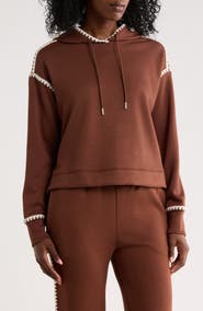 T Tahari Whipstitch Trim Hoodie