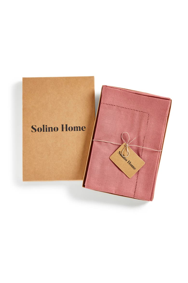 Linen Dinner Napkins Set of 4, 20 x 20" - Medium Weight Hemstitch, Alternate, color, Dusty Rose