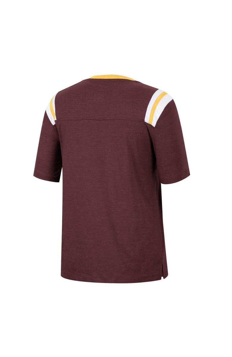 COLOSSEUM Women's Colosseum Heathered Maroon Arizona State Sun Devils 15 Min Early Football V-Neck T-Shirt, Alternate, color, 
