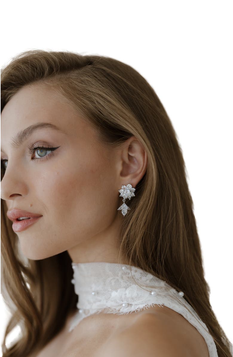 Untamed Petals Whisper Crystal Drop Earrings, Alternate, color,