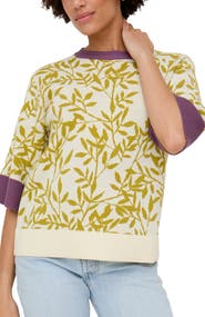 Raffya Daffodil Slouchy Leaf Print Knitted T-shirt