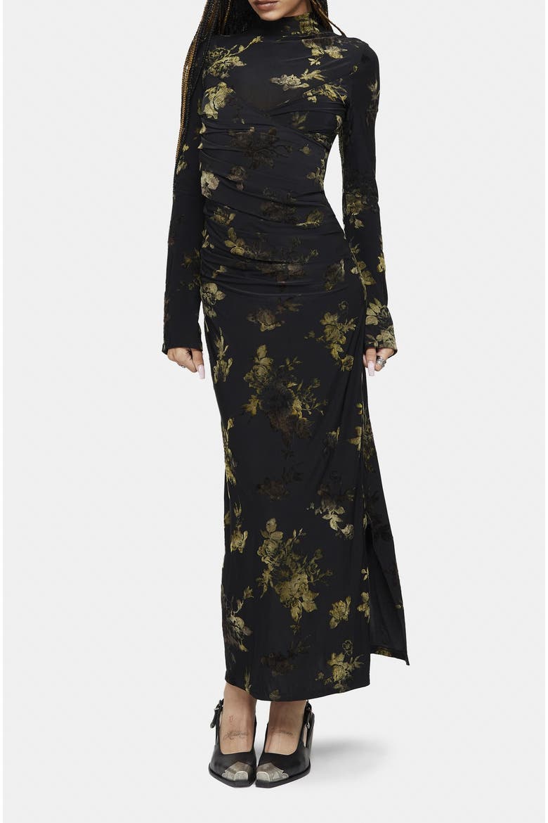 High-Neck Maxi Dress, Alternate, color, Black