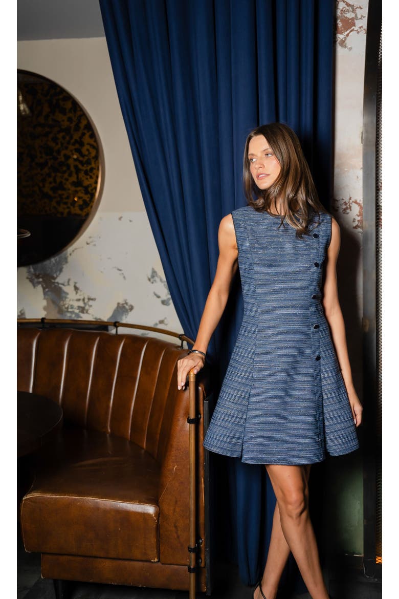 Gigi Aurora Tweed Dress, Alternate, color, Navy Multi/Silver