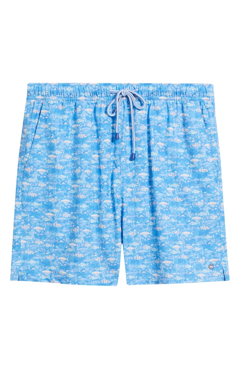 Peter Millar Sunfish Print Swim Trunks, Alternate, color, Marina Blue