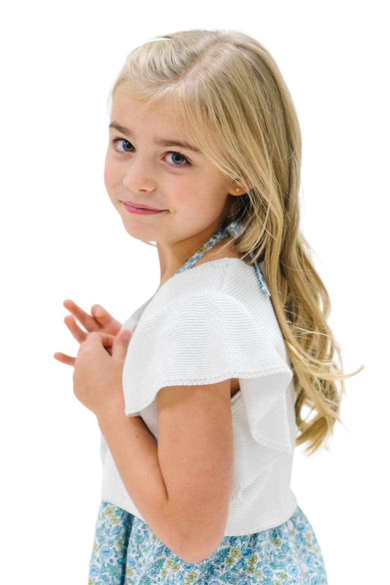 Girls' Ruffle Sleeve Sweater Vest, Kids, Alternate, color, White