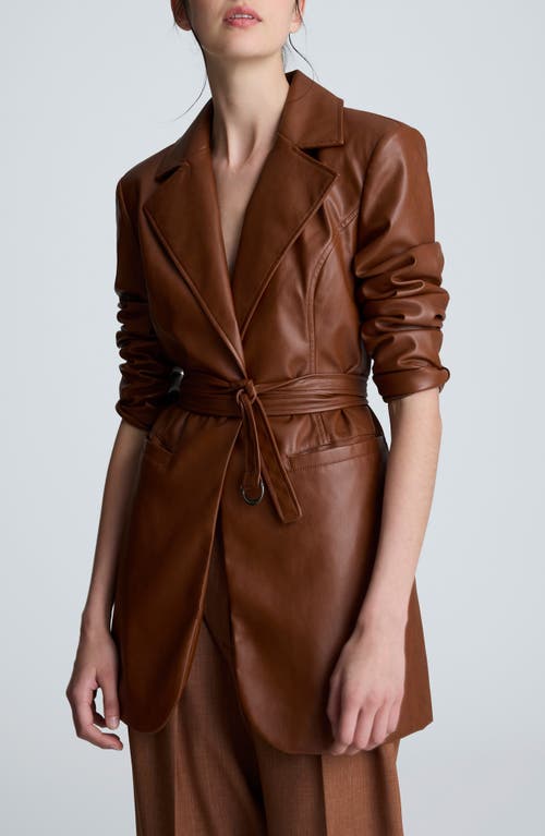 Kenneth Cole Faux Leather Trench Coat In Brown