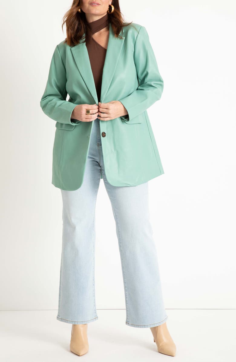 ELOQUII Oversize Faux Leather Blazer, Alternate, color,
