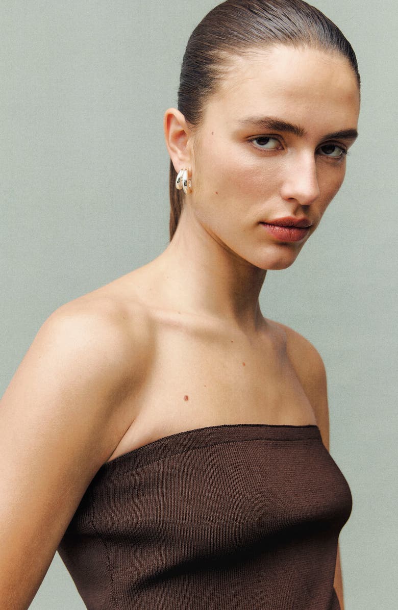 MANGO Strapless Drop Waist Maxi Dress, Alternate, color, 