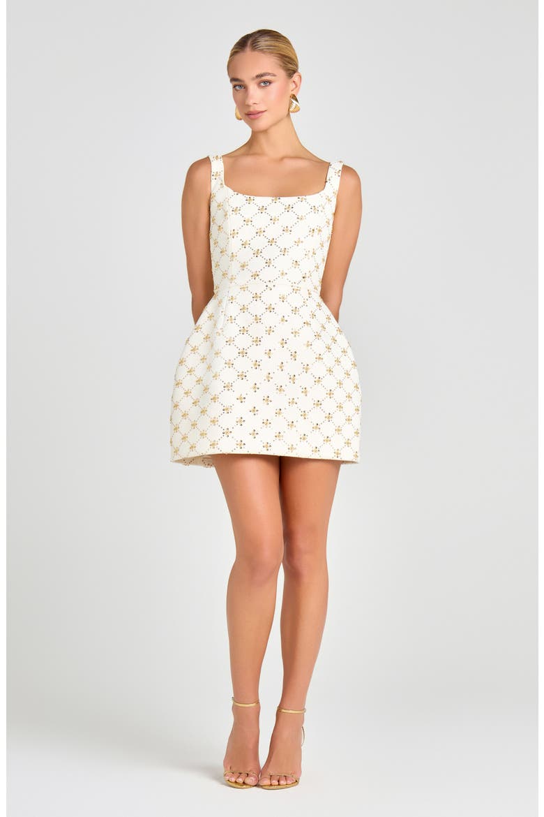 Sofia Diamond Print Cocktail Minidress, Alternate, color, CREAM