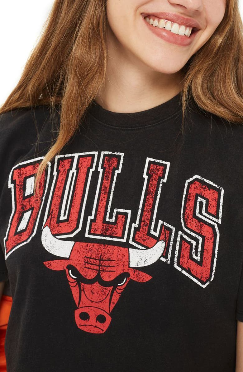 Topshop x UNK Bulls Crop Graphic Tee, Main, color, 
